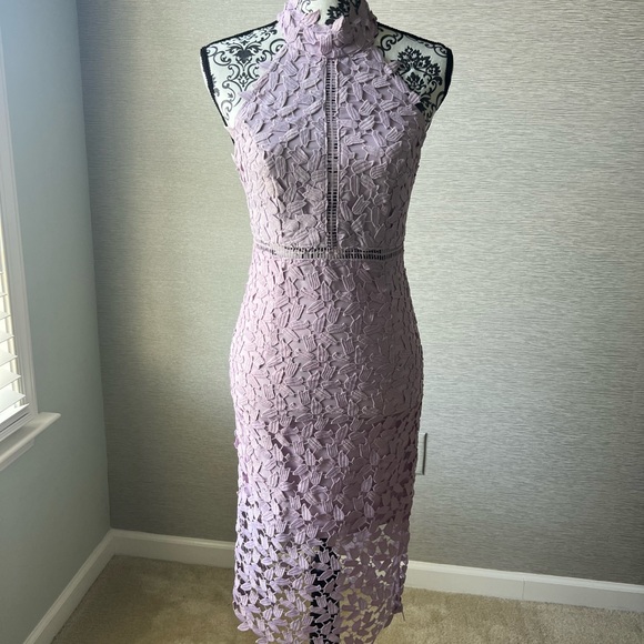 Bardot Gemma Halter Lace Sheath Dress, Orchid, XS - Picture 4 of 9
